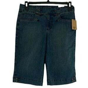 Jean Star Shorts Womens 6 Mid Rise Straight Leg Button Pockets Bermuda Denim NEW